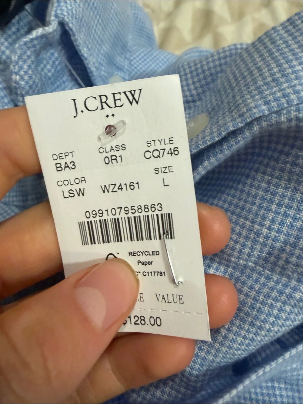 J crew light sky wash Classic-fit linen-blend shirt